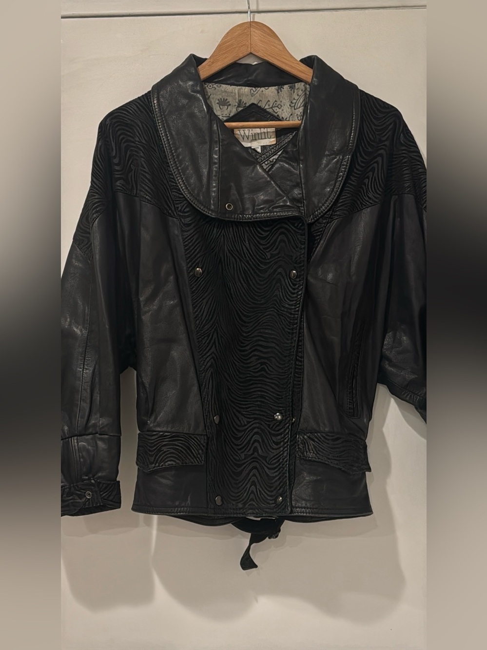 Vintage Black Med Winlit 100% Genuine Leather Jacket - Picture 17 of 17